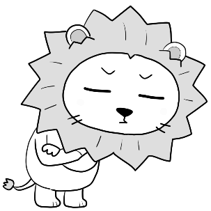 目を閉じて考えるライオン